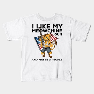 2nd Amendment Patriotic Gun Owner Cat American Flag Rifle Kids T-Shirt